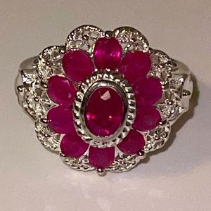 Vintage Pink Topaz Sterling Silver 925 Flower Ring